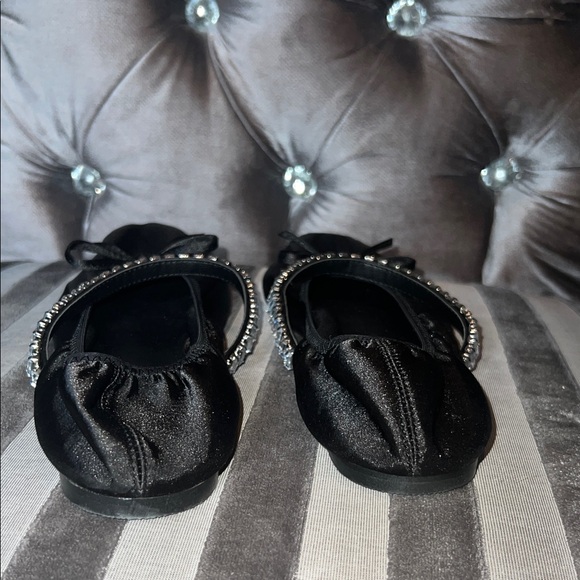 AZALEA WANG Midnight Glow Satin Crystal Ballet Flats 🩰 - Picture 8 of 9